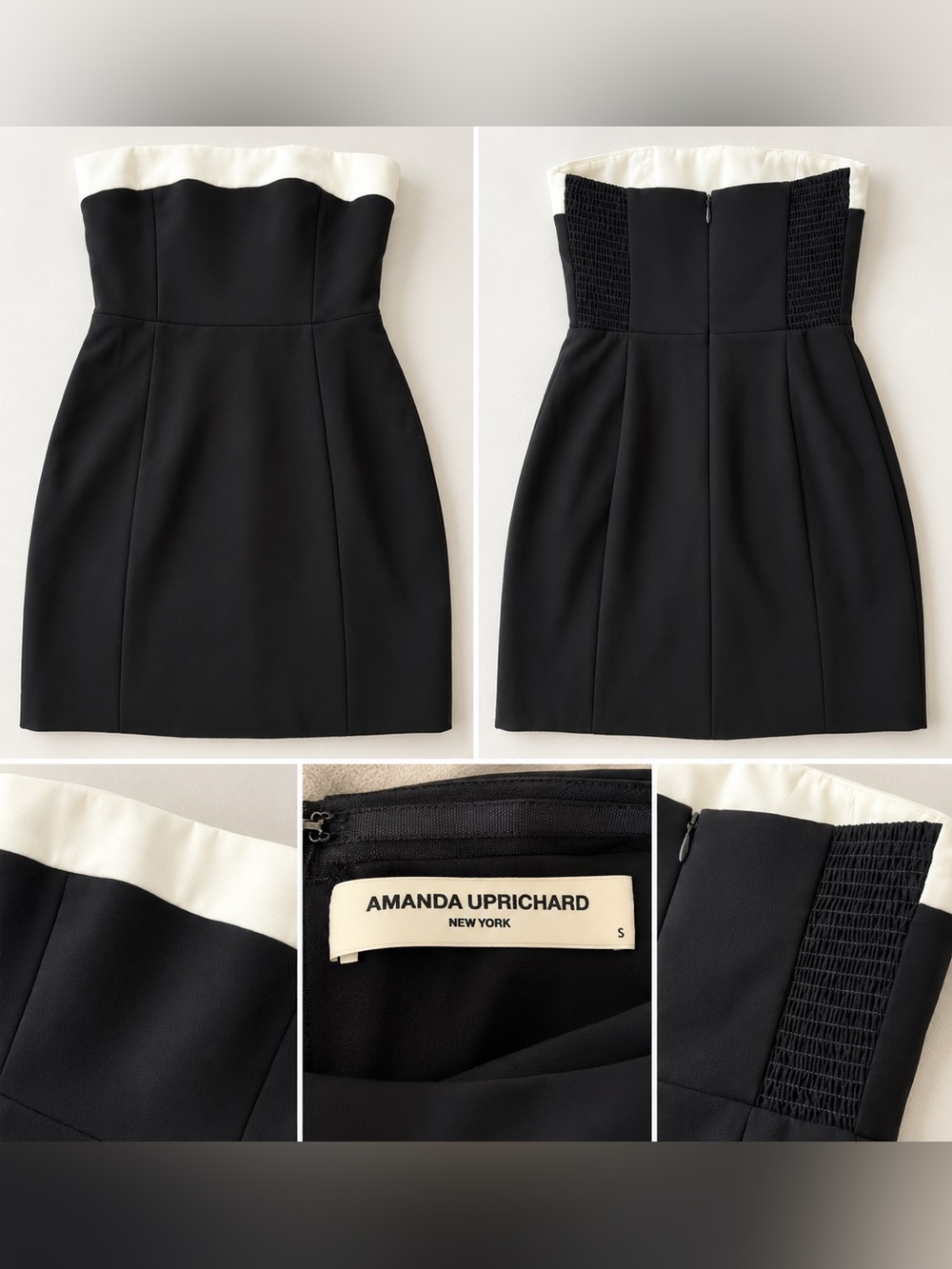 Amanda Uprichard Black and white Strapless mini Cocktail Dress